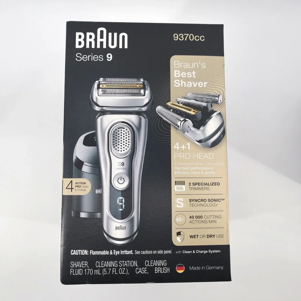 Braun Series 9 9370cc Wet & Dry Electric Shaver Silver 4+1 Pro Head